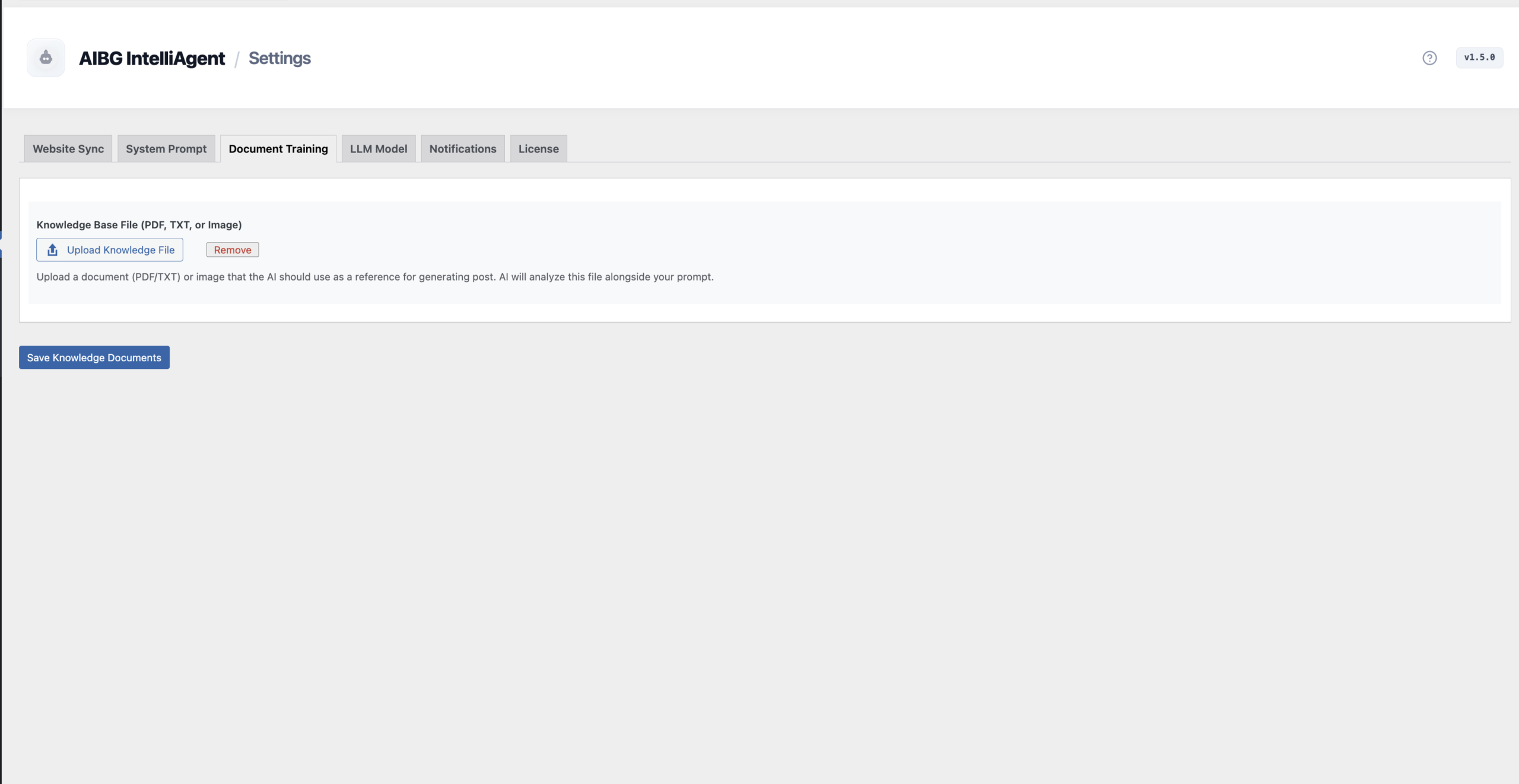 Document Training Upload Interface