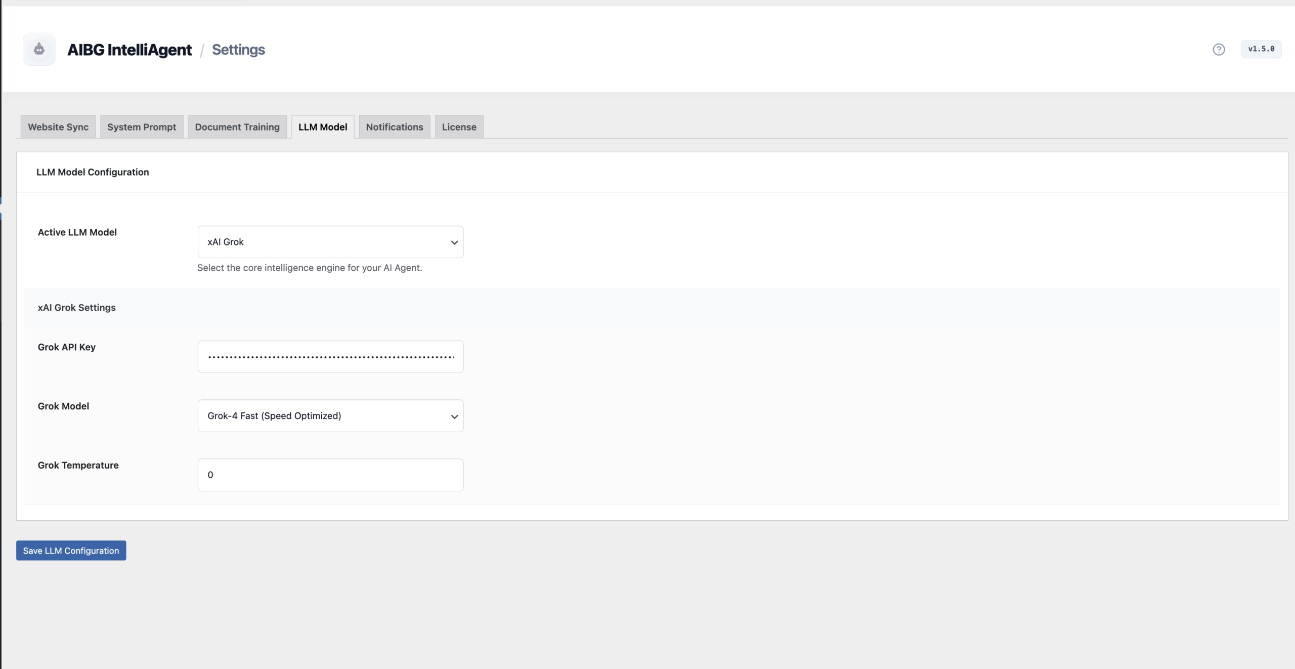AI Engine Configuration Screen